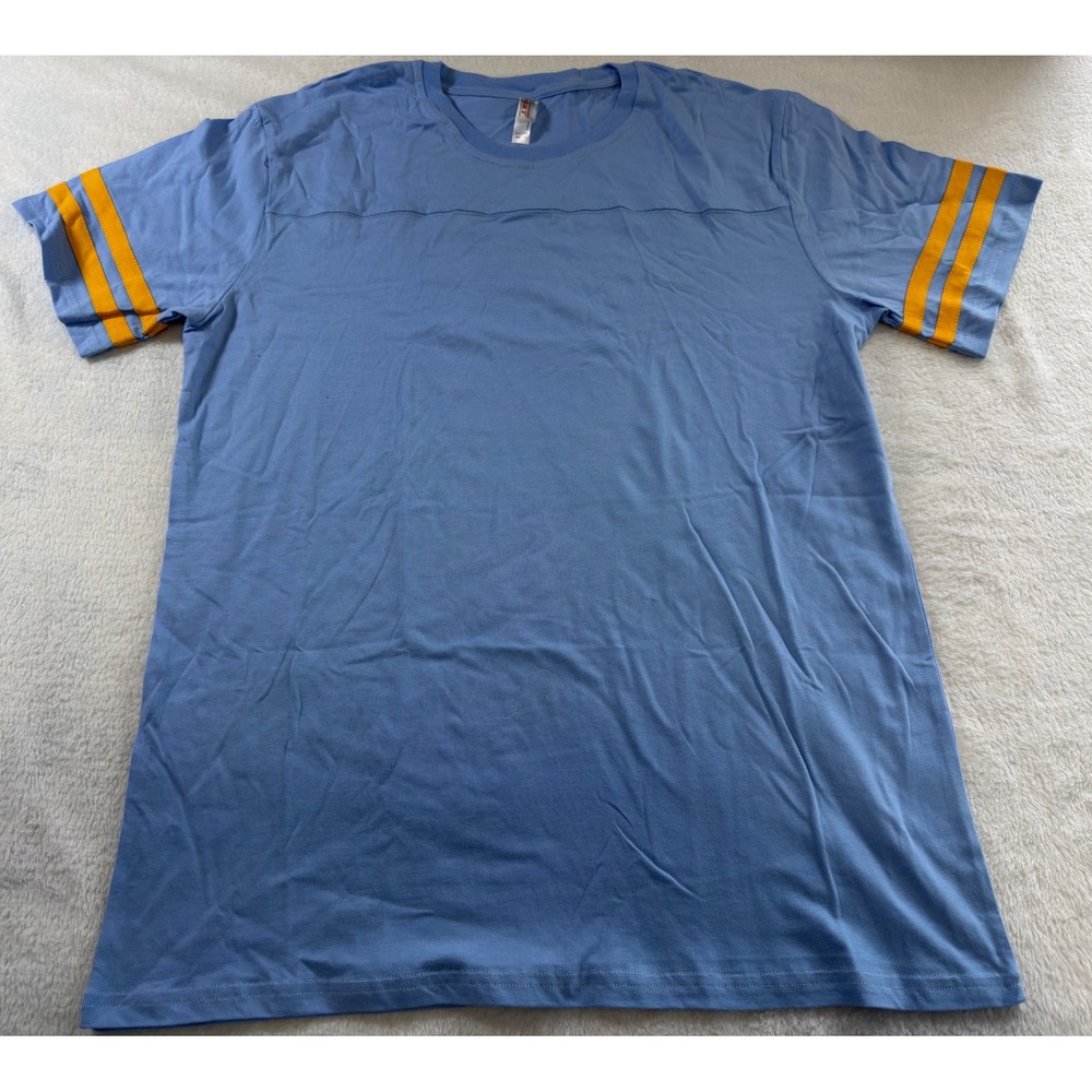 Royal Avalon Sport Mens Blue Yellow Striped‎ Sleeve Cotton Jersey T-Shirt Large